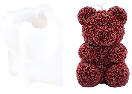 JS MOLD Kerzenform Silikon, 3D-bär-Silikonformen,Blume Kerzen Silikonform,3D Bär Silikonform Kerzen Gießen Formen,DIY Kerzengießformen für Frauen, Geburtstagsgeschenk, Muttertagsgeschenk (2)