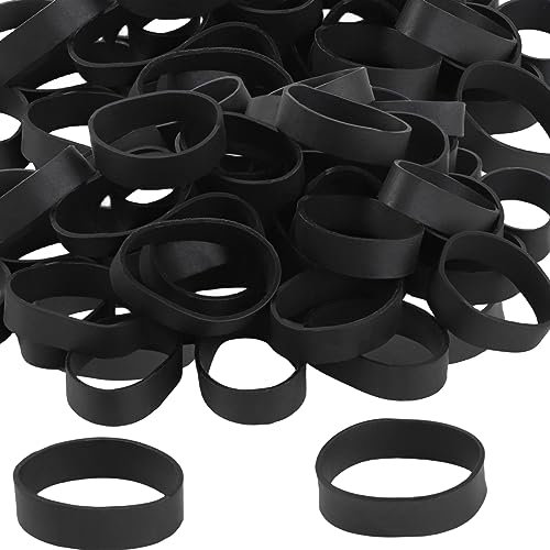 Tactical Rubber Bands Size #82 (2 1/2'' x 1/2''), 50 Pcs Black Thick Small Wide Strong Heavy Duty Rubber Bands Heat Cold UV Resistant for Hunting Hiking Backpacking Camping Survival Kit (50)