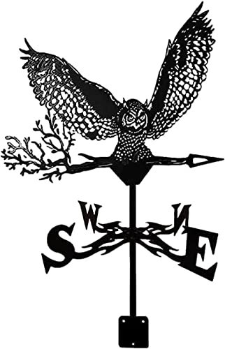 Veletas de búho de lujo, duradera, hueca, veleta con adorno de animales para jardín, patio, césped al aire libre, fácil de instalar, veleta de viento para jardín