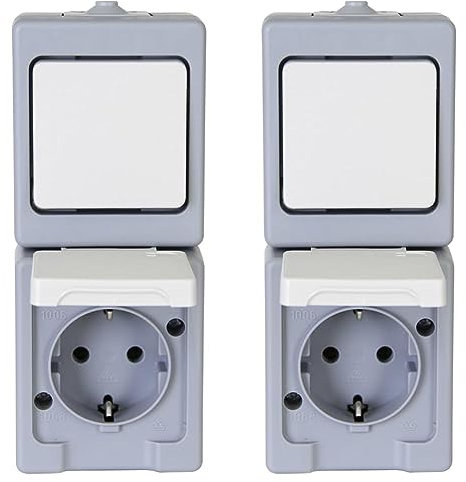 Kopp 130148003 Kombination Senkrecht Schalter Aufputz-Feuchtraum Standard (Packung mit 2)