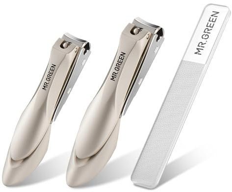 MR.GREEN Nail Clippers Stainless Steel Anti Splash Fingernail Cutter Manicure Tools Bionics Design Pedicure Scissor Nail Trimmer (Nail Clipper Two-Pack (Medium+Large))