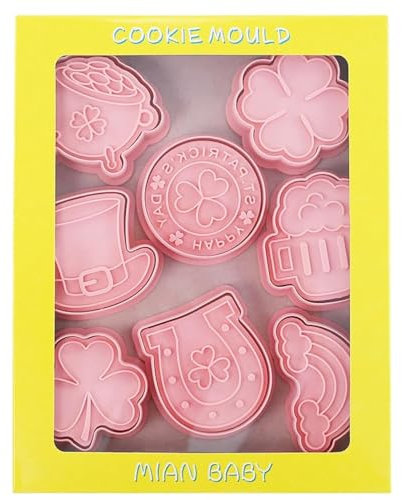 Dspopk 8-teilige St. Patrick's Day Cookie Cutter Se|t3D St. Patrick's Day Cookie Formen und Stempel| DIY|St. Patrick's Day|Irish Day|Green Day