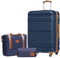 COOLIFE Koffer Set 3 Teilig, Gepäck Set Groß 28‘’ ABS Hartschale, Reisekoffer Große Kapazität 4 Rollen TSA-Schloss mit 1 Erweiterbare Reisetasche und 1 Kulturtasche für Reisen