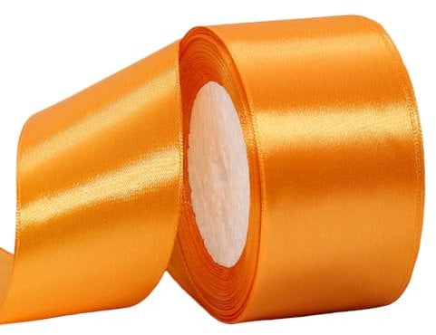 Satinband Orange 50mm Breit Geschenkband Satin,22m Satinbänder Orange Dick Schleifenband Dekoband Seidenband Geschenkverpackung Stoffband Geschenkbänder für Dekorieren Basteln Kleid Hochzeit