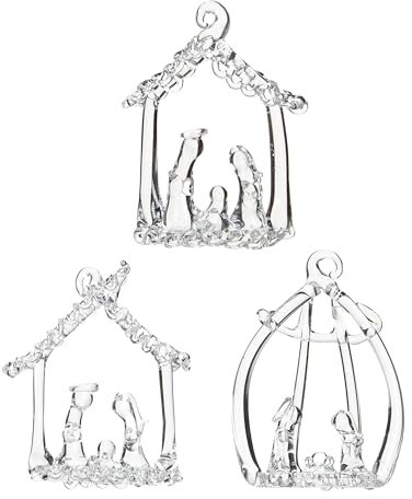 Widdle Gifts Christbaumschmuck aus Glas (3 Weihnachtskrippen 5178)