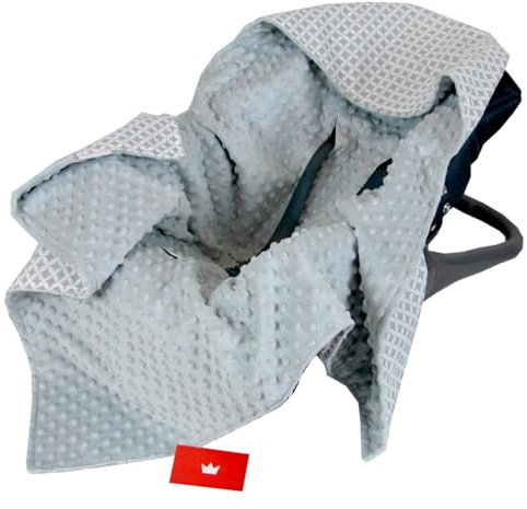 Babylux Baby EINSCHLAGDECKE 90 x 90 cm Einlage Babyschale Kinderwagen Buggy Decke Autoschale Autositz Minky Baumwolle 3-Punkt-Gurt Kleinkind Babydecke (5. Grau +Maroko)