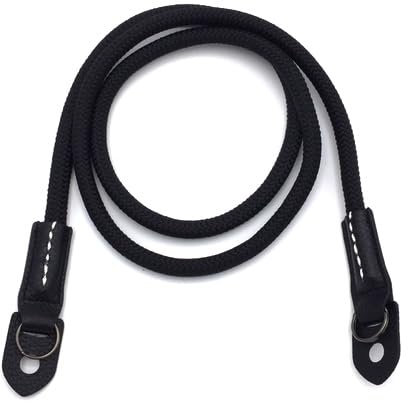 Caruba Climbing Rope Neckstrap (Zwart) - Komfortable Kameragurt für Kompakt-, System- und Spiegelreflexkameras | Verstellbare Länge, 100cm, 0.8cm Durchmesser, Schwarz