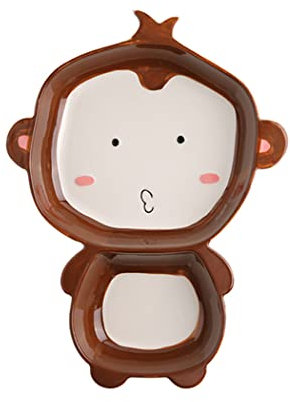 Piatti Piani, Cena Simpatico Corpo Animale Design Unico Divertente Piatto Divisore Stoviglie Scomparto for Alimenti Regalo Attraente for Insalata di Compleanno Colazione Piatti in Ceramica for Bambini