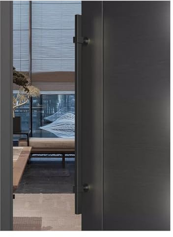 JYHHCYS Extra Long Pull Door Handles for Internal Doors/Exterior Door, Commercial Home Large Stainless Steel Push Pull Bar Handle, Two-Sided Heavy Handles (Color : Black, Size : 80cm(31.5in))