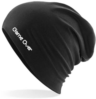 huuraa Beanie Game Over Schriftzug Geschenk Unisex Wintermütze Black Game Over Geschenkidee