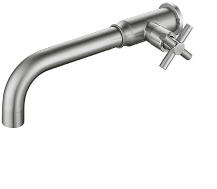 Grifos de lavabo montados en la pared, grifo de agua fría para piscina, grifos de fregadero de baño, grifo de jardín de acero inoxidable 304 G1/2 pulgadas (plateado)