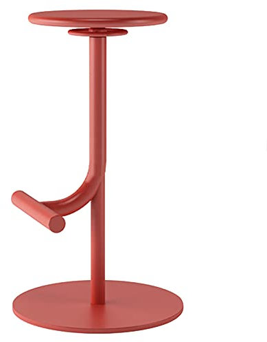 AITEKODVG Moderner runder Barstuhl, drehbarer Barhocker mit Griff, gebogenen Pedalen und Stabiler Basis hoch, höhenverstellbar 65–80 cm (Farbe: Rot)