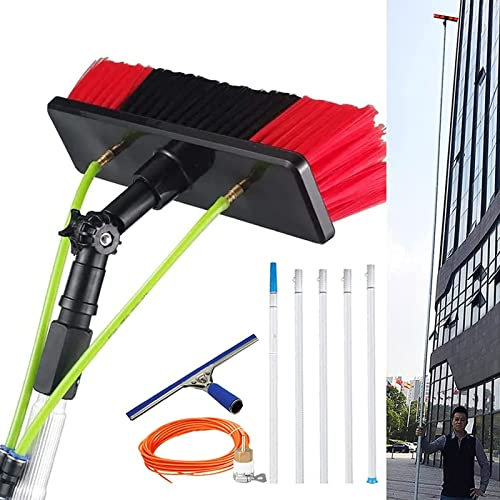 5–12 m Verlängerungsstange + Abzieher und Fensterreiniger-Kombination // Teleskopstange zum Fensterputzen // Verlängerungsstange zum Fensterputzen (30 cm Bürste, 12 m Stange)
