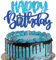 Gyufise 1Pcs Happy Birthday Cake Topper Glitter Cake Pick for Celebrating Anniversary Theme Party Cake Decorations Supplies Blue