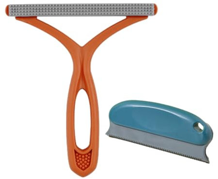 2 Pieces Pet Hair Removers, Double-Sided Lint Shaver Reusable Scraper Removal Tool, Carpet Rake For Pet Hair Removal Portable Lint Cleaner, Pet Hair Remover for Furniture, Clothing, Blanket