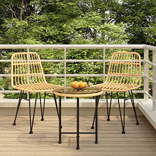 WEMYUFURN 3-TLG. Garten-Essgruppe Poly Rattan, Outdoor-Sitzgruppe, Terrassen-Lounge-Set, Garten-Couchgarnitur - Wetterbeständig, Komfortabel - für Terrasse, Garten und Balkon