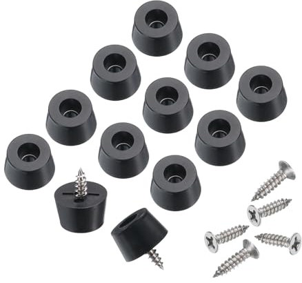 sourcing map 24pcs Rubber Feet Bumpers Buffer Non-Slip Rubber Feet Pad with 4mm Screws for Cutting Board, Cutting Board Feet, Cutting Board Rubber Feet (Black, 0.4H x 0.7D)
