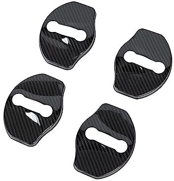 car tailgate lock Car Door Lock Buckle Cover for Tesla for Model Y 2023 Door Lock Metal Sticker Automobile Decoration(Carbon color)