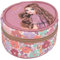 Depesche 13062 TOPModel Floral - Rundes Schmuckkästchen in dunklem Pink, mit Model Motiv und Blumen Muster, Schmuckbox mit Steppung