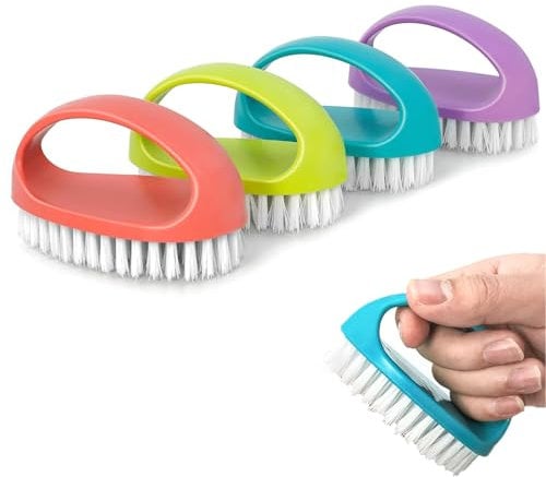 4 Pcs Hand Nail Brushes, Plastic Nailbrush Daily Use Nail Cleaning Brushes Set, Handle Nail Cleaning Brush Nylon Scrubber Nail Scrubbing Brush Heavy Duty Clean Tool for Cleaning Nails Toes 4 Colors