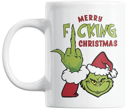 Gesar Tazza Natalizia da Colazione - Idea regalo per natale - Tazza divertente - Tazza Merry Christmas - Tazza con motivo natalizio 11 oz - (Rosso)