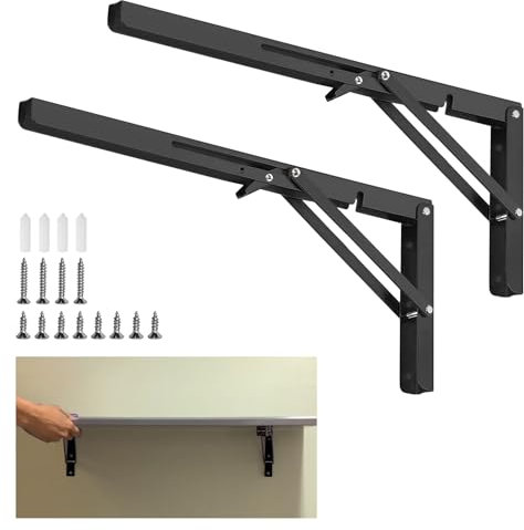 Lot de 2 supports d'étagère pliables de 50,8 cm, supports d'étagère robustes pour table pliante murale, support d'étagère de garage pliable en métal