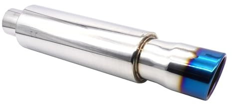 SQWDWEGF Auspuffblenden Auto 2,5 Zoll Auspuff Endrohr Racing Sport Schalldämpfer Turbo Sound Boost Edelstahl 63mm Einlass Auslass Auspuff Endrohr(XH-EP093-BL)