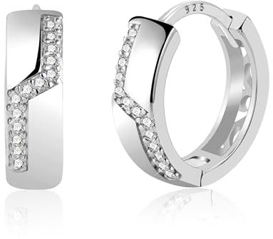 ALEXCRAFT Silber 925 Ohrringe Kleine Silber 925 Creolen, Sterling Silber Ohrringe Creolen Dick Breit Knorpel Huggie Kreolen Glitzer Creolen mit Stein Zirkonia Ohrringe Kleine Creolen Damen Mädchen