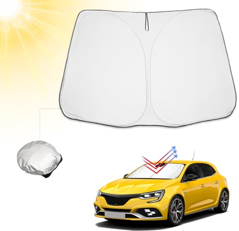 BIBIBO Auto Sonnenschutz mit UV Schutz Kompatibel mit R-enault Megane 4 IV GT RS 2016-2024, Auto Abdeckung für Frontscheibe, Hitzeschutz Auto gegen UV-Strahlen, Frontscheibenabdeckung Faltbar