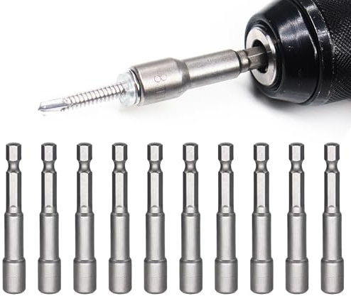 Okaywork Lot de magnétiques de 8 mm -Douilles hexagonales douille torx femelle 1/4 - Adaptateur métrique à six pans creux pour Accessoires pour perceuse électrique e ou visseuse sans fil (8 * 65MM)