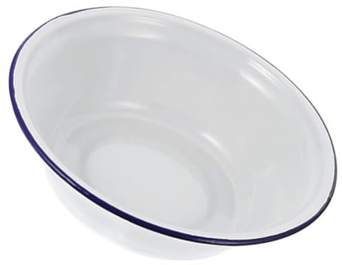 SHOWERORO Vintage Enamel Dish Deep Round Baking Plate Heavy-Duty Enamel Basin for Pies Cakes Bread Elegant Kitchen Serveware for Family Gatherings