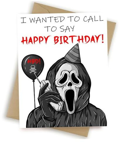 Wasise Gothic Birthday Card, Ghostface Merch, Scream Merchs, Wicked Cards | Horror Valentines Gift, I Wanted to Call to Say Happy Birthdays Horrors Themed Day, Funny Halloween Gifts for Friends