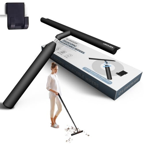 Mannicix Raclette de Douche, Raclette Vitre Telescopique, Essuie-vitre avec Crochet de Suspension pour Douche, Salle de Bain, Carrelage, Miroir, Fenêtre