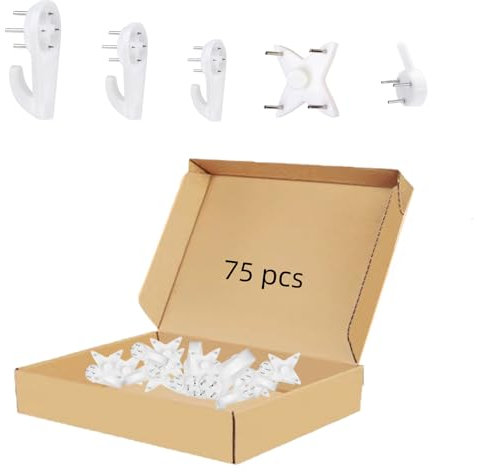 LIANRISES 75 Pezzi Chiodi Ganci Per Quadri Muro Appendi, Chiodini Gancetti Per Quadri Muro, Senza Traccia, 5 Dimensioni, Pareti Duri, Piatto, Lattice, Calce