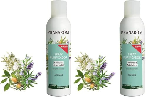 PRANAROM - Aromaforce - Spray Purificador Ravintsara/Árbol del Té + Eucalipto Bio - Color Ravintsara - 150ml (Paquete de 2)