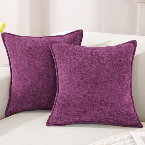 YSTELLAA Chenille Federe Cuscini Divano 50x50 2 Pezzi, Copricuscino Divano Con Forma Corazón Cerniera, Morbido Resistenti Federa Cuscino, Decorativi Elegante Federa Moderni, Viola