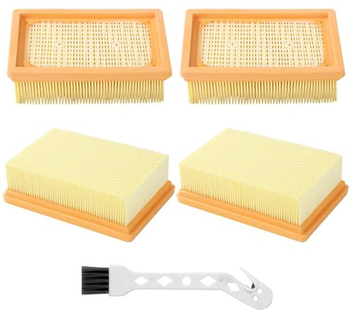 Lot de 4 Filtre Remplacement pour Kärcher WD4 WD5 WD6 MV4 MV5 MV6, Filtre plissé plat avec 1 petite brosse, accessoires Aspirateur pour Karcher Aspirateur,pour Kärcher 2.863-005.0