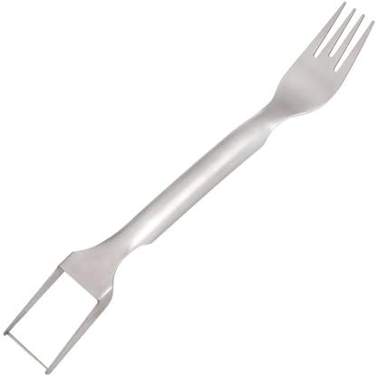 SHINROAD Wassermelonschneidergabel Edelstahl Frucht 2-in-1 Slicer-Werkzeug Leichte Windmühle für einfache Schneiden bei Heimfeiern Camping Langlebige Küche Silber