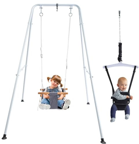 Queiting Multifunktionsschaukel mit Gestell Metal Schaukel für drinnen und draußen Multifunktionsschaukel (2-IN-1)