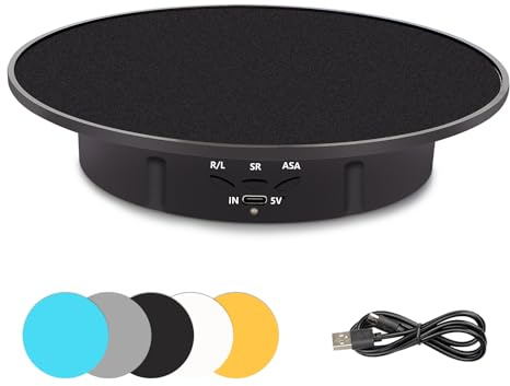 Leadleds Motorized Rotating Display Stand for Photography 5 KG Load 360 Degree Electric Rotating Turntable for Display Jewelry, Watches, Digital Products - 7.87 Inch (Black)