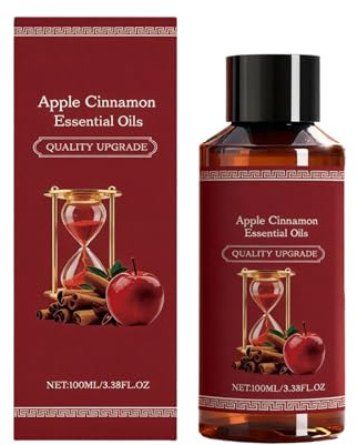 Apfel Zimt Duftöl, Apple Cinnamon Essential Haaröl, Ätherisches Apfel-Zimt-Haaröl, Verbessert Trockenes, Sprödes Haar, Herbst duftende Ätherische Öle für Diffusoren für Haus, Körper (1PC)