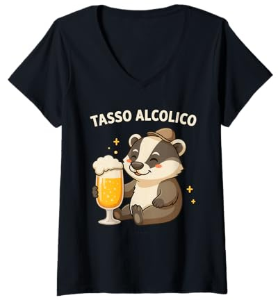 Donna Magliette alcoliche - Tasso alcolico - T Shirt Divertenti Maglietta con Collo a V