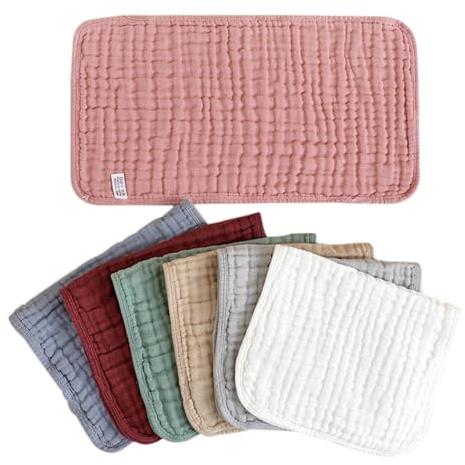 Koomuao 6 Stück Mulltücher Baby Spucktücher 50 x 25 cm Stoffwindeln,6-lagig, Ultra-saugfähig Musselin Waschlappen,100% Baumwolle Faltwindeln, Mehrzweck Gesichtstüche für Jungen und Mädchen