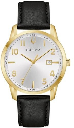 Bulova Herrenarmbanduhr Classic Quarz Schwarz/Goldfarben 97B238