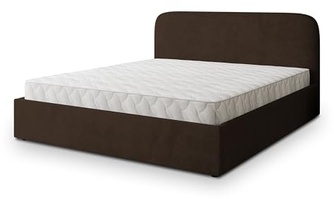 Masseno Polsterbett RENIVE K 120x200 cm, Doppelbett, Bettkasten, Stauraum, Lattenrost Und Kopfteil - Braun, Kronos 06