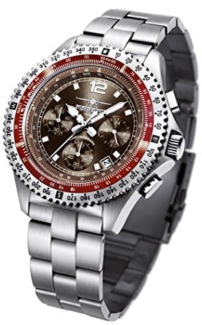 FIREFOX Fighter FFS05-106 Sunray Coffee Chronograph Herrenuhr Armbanduhr massiv Edelstahl Sicherheitsfaltschließe 10 ATM Prüfdruck