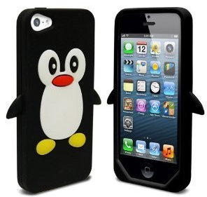 SKS Distribution® Apple iPhone 5S BLACK Cute Penguin Silicone Phone Case