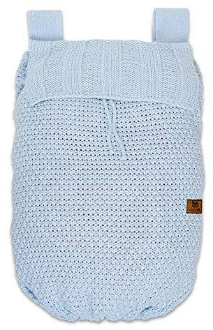 Spielzeugsack Laufgittertasche Robust gestrickt 48 x 40 cm, Baby Blau
