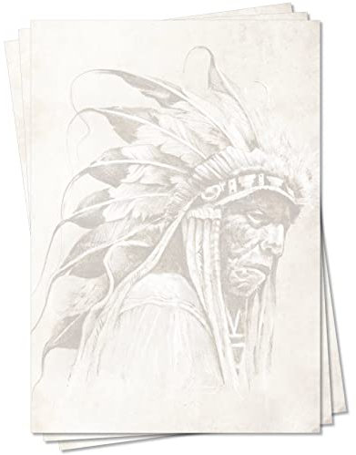 Motiv Briefpapier (MPA-5123, DIN A4, 100 Blatt) Indianer mit Federnkopfschmuck Motivpapier Kunst Malerei Federn