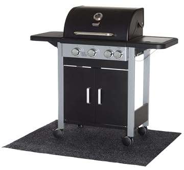 Grillteppich, Grillschutzmatte, Bodenschutzmatte, Polypropylen,100 x 120cm, Hitzebeständig, schwarz, Rutschnoppen